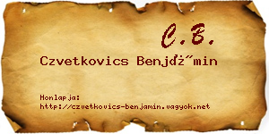 Czvetkovics Benjámin névjegykártya